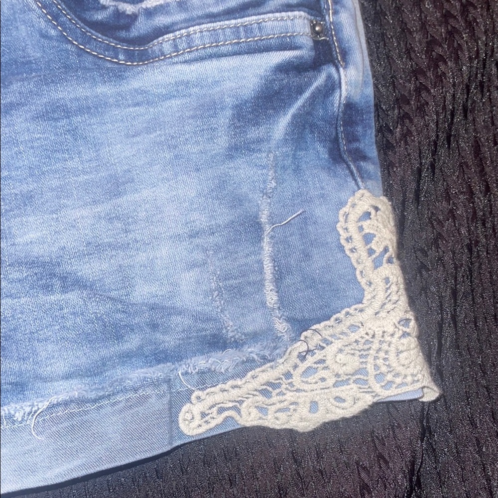 Outback Red Blue Jean Shorts Distressed Cuffed Design - Picture 2 of 7